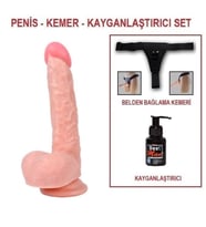 LilituShop 25,5 cm Belden Bağlamalı Realistik Dildo Penis Set