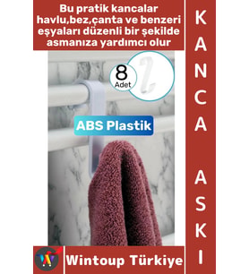 #Askı Montajsız Çok Amaçlı Küçük Eşya Havlu Çanta Mutfak Banyo ABS Sert Plastik Kanca Askı 8 Adet