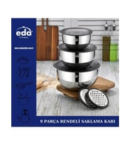 Eda Çelik 9 Parça Rendeli Saklama Kabı Seti 16-20-24 cm
