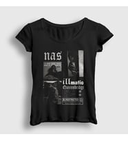 Presmono Kadın Siyah Illmatic Nasir Jones Nas T-Shirt 549129tt