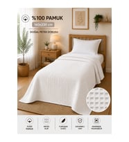 Tek Kişilik 160x230 cm Petek Pike %100 Pamuk Yumuşak Nefes Alan
