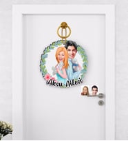BK Gift Kişiye Özel Sevgililer Karikatürlü Ahşap Kapı Süsü-87