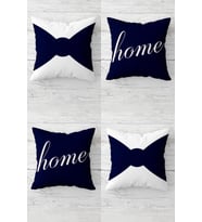 Fiyonk Ve Home Yazılı Kombin Gizli Fermuarlı Kırlent Kılıfı Koltuk Yastık Kılıfı Takım(4adet) (Mavi)