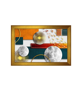 Soyut Şekiller Motifli Kanvas Tablo 80 x 110 cm Gold Çerçeve