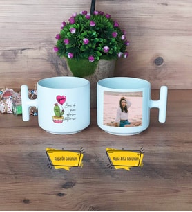 Arkadaşa Hediye Kaktüs Kupa Bardak T Fotoğraflı Doğum Günü Hediyesi