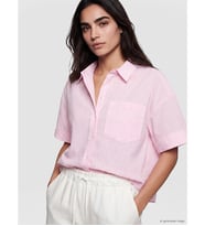 LCW Vision Pembe Çizgili Oversize Kadın Gömlek