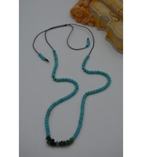 STONEAGE JEWELLERY Zümrüt ve Turkuaz Taşlı Metalsiz Kolye