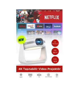Aırstorr Airstorr K1 1080P 5G WiFi Taşınabilir Projektör 4K HD Video Ev Sineması Projektörü