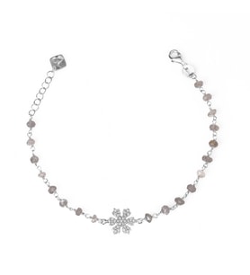Zirkon Taşlı Pırlanta Montür Gümüş Rengi Altın Kaplama Labradorite Rosary Papatya Gümüş Bileklik