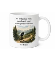 Bisiklet Severlere Özel Doğada Yaşam Temalı Seramik Kupa Bardak Hediye
