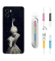 Vivo Y15S Y32 Y33S Y51 Y53S Kılıf Kablo Koruma Spiral Silikon Star Woman 1332