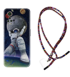 General Mobile GM 21 Pro GM 22 Pro Plus Kılıf Boyun Asklı Rasta Silikon Astronot ve Dünya 1759