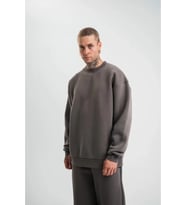 Uzun Kol Bisiklet Yaka Basic SweatShirt - Füme