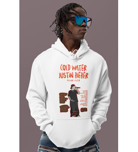Tasarım Justin Bieber Baskılı Unisex Oversize Şarkıcı Hoodie