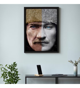Mustafa Kemal Atatürk Duvar Posteri / Modern Tablo / Özel Poster / Özel Tasarımlar / Duvar Sanatı /  İşyeri Tablo /  Hediye / Poster (Siyah)