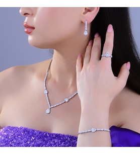 925 Ayar Gümüş V Model Damla Montör Su Yolu Set