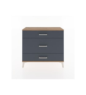 Arges Şifonyer 3 Çekmeceli 88x30x80 Çam-Antrasit
