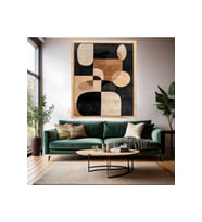 Soyut Tasarım Ahşap Çerçeveli MDF Tablo Modern Salon Tablosu Ev Dekorasyon Tablosu Yeni Ev Hediyesi (Ahşap)