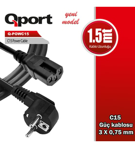 QPORT Q-POWC15 1.5M C15 POWER GUC KABLOSU