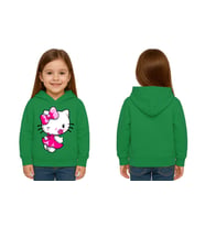 Unisex hello kity  Baskılı Çocuk Swaetshirt  Baskılı Kapüşonlu 3 İplik Şardonlu (Yeşil)