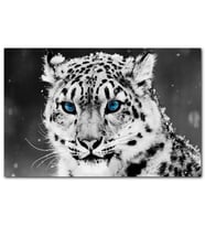 Cakatablo Kar Leoparı ve Mavi Gözleri MDF Tablo