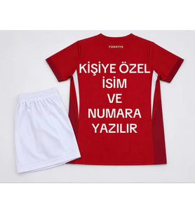 2026 Türkiye Milli Takımı kırmızı kişiye özel Deplasman Çocuk Forması 2li set