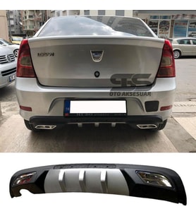 Dacia Logan Sedan Difüzör Arka Tampon Eki 2 Egzoz Çıkışlı Gri