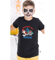 Doğum gününe özel Paw Patrol Baskılı Çocuk T-shirt- Erkek Çocuk Tişörtü -Hediye Doğum Günü Hediyesi (Siyah)