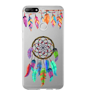 PrintiFy Huawei Y7 2018 ile Uyumlu 1mm Slim Fit Nazar Boncuğu 6 Baskılı Şeffaf  Kılıf
