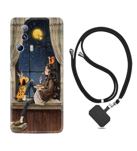 Xiaomi Mi 13 Lite Kılıf Resimli Boyun Askılı İpli Desenli Silikon Dog And Girl 1358