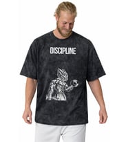 Disiplin Yazılı Anime Fitness Bodybuilding Sporcu Baskılı Unisex Oversize Vintage Yıkamalı Tişört