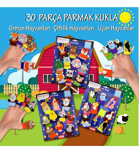 3 Set - 30 Parça Tox Orman, Çiftlik ve Uçan Hayvanlar Parmak Kukla T220 T218 T222