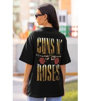 Tasarım Guns N' Roses Rock Metal Müzik Grubu Sırt Baskılı Unisex Oversize Tişört