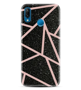 Huawei P20 Lite Mate 10 20 Lite Pro P40 Lite KılıfDesemli Silikon Pembe Şeritli Mermer 1312