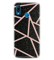 Huawei P20 Lite Mate 10 20 Lite Pro P40 Lite KılıfDesemli Silikon Pembe Şeritli Mermer 1312