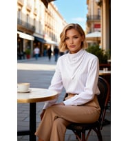 Kadın Bluz Şal Yaka Uzun Kol Çizgili Dokuma Kumaş Regular Kalıp Casual Günlük Stil Estetik