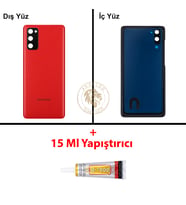 Samsung S20 Fe Kırmızı Arka Pil Kapağı Batarya Kapağı Lazer Kesim + B-7000 Yapıştırıcı