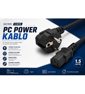 PC Power IEC C13 Güç Kablosu 1,5 Metre