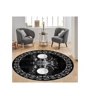 Eliana Home Baskılı, Yıkanabilir Kaymaz Taban Yuvarlak Halı LNA7310-SD1070 120x120 cm (Siyah)