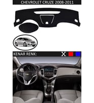 Chevrolet Cruze 2008-2011 Için Uygun Torpido Koruma Halısı Siyah Kenar Renk Siyah