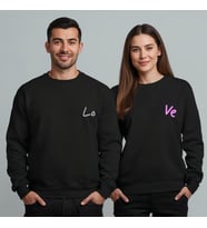 Sevgililer Günü Özel Kombin, 2 Ürün Bisiklet Yaka Sweatshirt (Siyah)