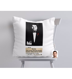 BK Gift Kişiye Özel Godfather Baba Tasarımlı Beyaz Yastık-5