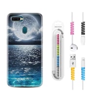 Oppo A5S A15 A16 A54 A55 A73 A74 Kılıf Kablo Koruma Spiral Silikon Great Moon 1301
