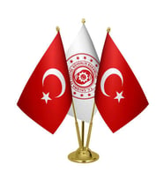 Masa Üstü Çalışma Bakanlığı Bayrağı Türk Bayrağı Üçlü Pirinç Direk Masa Bayrak Seti