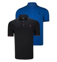 İKİLİ SET T8586 DEWBERRY ERKEK T-SHIRT-SİYAH-SAKS