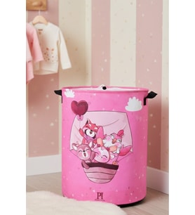Pembe Düşler Katlanır Çamaşır ve Oyuncak Saklama Sepeti 32x40