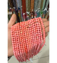Mercan Doğal Taş Parlak Pembe Küre 7mm Dizi