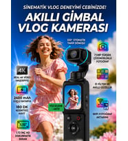 4K Ultra HD Profesyonel Yüz takipli kamera , 330° Dönebilir,Vlog Kamera, Aksiyon Kamerası