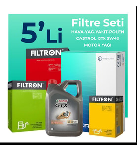 Filtron Fiat Idea 1.3 Dizel Filtre Bakım Seti Castrol Motor Yağlı (2004-2010) 5 Li