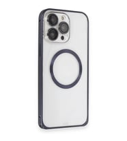 Joko Apple İphone 15 Pro Max Kılıf Metal Bumper Magneticsafe Kapak - Lacivert